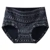 Cuecas Boxer Femininas Jacquard 10A Antibacterianas de Algodão Puro Estilo Fair Isle Calcinhas Femininas 100% Algodão com Entreperna Estendida