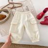 Pantalones Cargo de Estilo Coreano para Niños de Primavera y Otoño, Pantalones Jogger de Color Sólido con Bolsillos Grandes, Pantalones Casuales para Niños y Niñas, Pantalones Largos Deportivos