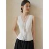 Chaleco sin mangas de encaje pesado para mujer, verano nuevo, diseño elegante con cuello en V, top ajustado A4533