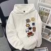 Moletom com Capuz Estampado Tendência Estilo Hong Kong Outono Inverno para Homens e Mulheres Plus Veludo Estilo Coreano Solto Tendência Versátil Moletom Pulôver