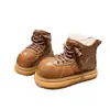 Botas de tornozelo plataforma com cadarço retrô para mulheres, nova coleção de inverno 2026, botas de algodão versáteis e estilosas para figuras baixinhas