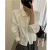 Camisa casual larga de manga larga de otoño, estilo coreano, corte holgado, adelgazante, elegante y versátil para mujer