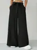 Pantalones de pierna ancha para mujer de comercio exterior transfronterizo en stock, pantalones largos holgados de moda, pantalones drapeados versátiles casuales de color brillante para mujer de primavera y verano
