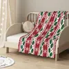 Manta Estampada Patrón de Oficina Cuatro Estaciones Papá Noel Multifuncional Casual Manta de Franela Manta para Siesta