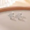 Pendientes Yiluyin S925 de Plata de Ley Chapados en Oro, Geométricos Cuadrados y Rombos, Modernos, Compactos, Elegantes, Simples y Versátiles Pendientes de Plata
