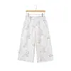 Pantalones de estar en casa para perezosos: Pantalones casuales de doble capa de gasa de algodón premium grado A, transpirables, cómodos, versátiles, con estampado de dibujos animados, para mujer