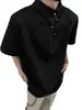 Camiseta Masculina Estilo Americano com Ombro Reto e Manga Curta, Novo Modelo de Verão, Camisa Base Cinza Solta, Top Simples Versátil com Gola Redonda e Meia Manga