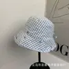 Chapéu de Pescador Xadrez com Estampa de Coração Estilo Coreano para Mulheres, Chapéu de Sol Versátil para Moda Casual Streetwear, Chapéu de Sol com Efeito Emagrecedor Facial Estilo Japonês