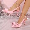 Zapatillas de Mujer Europeas y Americanas 2026 Estilo Nuevo con Lazo de Pedrería Punta Fina Tacón de Aguja Moda de Alta Gama Cómodas Zapatos de Exterior para Exportación