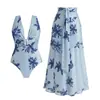 Nuevo Traje de Baño Europeo y Americano de Gama Alta con Escote en V Retorcido Conjunto de Traje de Baño de Una Pieza Falda Larga Impresionante de Nuevo Estilo para Mujer Venta Caliente Transfronteriza
