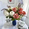 Nuevo Producto de Año Nuevo: Serie de Rosas Artificiales, Rosas de Esquina de Seda Dorada de 11 Cabezas, Decoración de Flores Falsas de Pie para Balcón de Casa, Venta al por Mayor de Fábrica