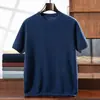Suéter de punto de cachemira de manga corta para otoño e invierno para hombre, cuello redondo, simple y elegante, versátil para negocios, de media manga, venta al por mayor transfronteriza