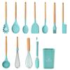 Espátula de Silicone Utensílios de Cozinha Conjunto Completo Colher de Sopa Doméstica Escorredor Atacado Pá de Silicone Cabo de Madeira Utensílios de Cozinha de Silicone Conjunto de 12 Peças
