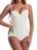 Ropa moldeadora de una pieza para mujer, ropa de escote en V profundo, tirantes de encaje tipo triángulo, soporte abdominal, almohadilla para el pecho, corsé de ropa interior transfronteriza europea y americana 634
