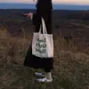 Bolsa de Lona com Zíper Estilo Novo 2025 Letra Grande Capacidade Bolsa de Lona Estilo Coreano Retrô Simples Artística Bolsa de Lona Feminina para Compras