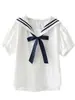 Camisa Azul Marino de Manga Corta Estilo Preppy Dulce Nuevo Estilo Primavera y Verano 2024 Diseño para Estudiantes de Secundaria Camisa Holgada Versátil