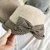 Sombrero de Pescador de Lana Patchwork de Diseño Estilo Coreano Elegante Adelgazante con Lazo para Invierno Cálido
