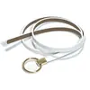Cinto Feminino Simples Transfronteiriço Ladies Casual Decorativo Fivela Redonda Couro Genuíno Fino Cinto de Couro com Saias Casacos Em Estoque