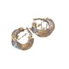 Pendientes de aguja con letras geométricas de trefilado, chapados en plata y oro auténtico, sencillos y elegantes, de alta gama y con un toque de sentido para mujer.