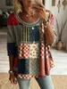 2026 Moda Femenina Europea y Americana Estilo Transfronterizo Único Casual Patchwork Encaje Cuello Redondo Top Vintage para Verano