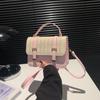 Bolso de Mujer con Tejido Texturizado y Puntadas de Color Contrastante 2024 Moda Verano Nuevo Simple Casual Bolso de Hombro Cruzado