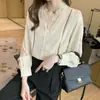 Comercio Exterior Ropa de Mujer Toma Real Elegante Primavera y Otoño Nueva Camisa Casual de Color Sólido con Encaje de Gasa Suéter de Manga Larga Adelgazante Blusa