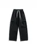 Pantalones cargo de algodón puro para hombre, pantalones casuales rectos holgados, nuevo estilo de verano, multibolsillos, cintura con cordón, pantalones deportivos