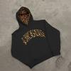 Otoño e Invierno Estilo Nuevo Y2K Europeo y Americano Estampado de Leopardo Estampado de Letras Pantalones Casuales de Calle Unisex Sudadera con Capucha Versátil