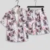 Verano Nuevo Estilo 80s Estilo Hong Kong Retro Floral Traje Camisa Shorts 2025 Delgado Holgado Casual Conjunto de Dos Piezas
