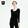Ropa interior térmica larga de otoño e invierno para mujer, forrada de polar, traje térmico de terciopelo, engrosado y cómodo