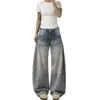 Jeans Retro Azules de Pierna Ancha para Mujeres Altas, Versión Extra Larga, Pantalones de Tiro Alto de Largo Hasta el Suelo 2026