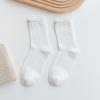 Meias Brancas para Mulheres Todas as Estações Algodão Primavera e Outono Meio da Panturrilha Estilo Japonês Estilo Fofo Jk Meias Bolha Borda Enrolada Meias de Menina