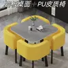Conjunto Simples de Mesa e Cadeiras para Reunião, Recepção, Negociação, Lazer, Mesa Redonda para Recepção de Convidados, Uso Comercial, Adequado para Lojas de Chá de Leite e Sobremesas