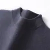 Suéter masculino de cashmere com gola alta meia, blusa básica de malha manga longa business casual, nova blusa de outono e inverno