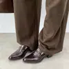 Mocasines de hebilla de cuero estilo británico, colección otoño 2026, zapatos de tacón alto gruesos de cuero, cuero genuino, zapatos de salón con punta profunda, zapatos de mujer