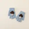 Guantes lindos de cinco dedos con temática de bosque para niños en invierno, estilo caricatura, para niñas pequeñas, a prueba de frío, a prueba de viento y cálidos, guantes de dedos para niños