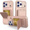 Adecuado para funda de teléfono móvil Apple Iphone17Promax, Anticaída, Soporte para Tarjetas con Espejo Plegable, PC Transfronterizo