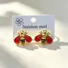 Pendientes Transfronterizos de Acero Inoxidable con Forma de Gota de Aceite de Abeja de Colores para Nuevo Producto, Lujo Ligero, Sensación de Alta Gama, Pendientes que No se Desvanecen, Accesorios para Orejas, Venta al por Mayor