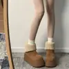Botines de suela gruesa, tamaño pequeño, para mujer, nueva colección otoño/invierno 2026, forrados de felpa y engrosados, zapatos simples de algodón, botines tobilleros antideslizantes para venta transfronteriza