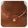 Collar de Corazón Turquesa Colorido de 26 Letras Transfronterizo Europeo y Americano, Gargantilla Elegante y Versátil