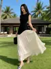 Vestido Casual Simple sin Mangas de Estilo Coreano para Mujer Verano Nuevo Estilo Adelgazante y Elegante Malla Bloqueo de Color Vestido Largo