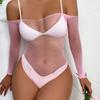 N-6009 Amazon comercio exterior nuevo manga larga sexy body de malla alta división sexy lencería
