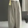 Calça casual feminina de alta costura Dongdaemun, estilo coreano, com cadarço, corte curvo, formato de pera, emagrecedora, com cinto