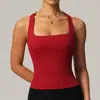 Camiseta de yoga estilo Lulu para mujer, diseño de espalda cruzada, sin costuras y ajustada, adecuada para correr al aire libre y fitness
