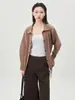 Chaqueta con Solapa Issey Miyake para Mujer Moda de Alta Gama Gruesa Holgada Botón Oculto Cordón de Ajuste Moda Versátil Sudadera Cárdigan