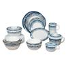 Série Azul e Branco Estilo Chinês Wuhe Pratos Quadrados, Tigelas e Pratos Redondos, Louça de Melamina Pura de Grau Alimentício, Conjunto de 26 Peças