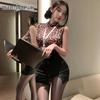 Lencería Sexy para Mujer Uniforme de Secretaria Elástico Ajustado Falda Corta Ceñida a las Caderas Deseo Puro Conjunto de Dos Piezas 100524