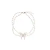 Collar de Cadena para el Cuello de Mariposa de Perlas de Doble Capa Francés Moda Estilo de Entrada de Lujo Cadena para la Clavícula Collar Nuevo Joyería para Mujer Sentido de Alta Gama