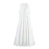 Al por mayor 2025 Primavera Nuevo Estilo Europeo y Americano Vestido Blanco Texturizado con Solapa sin Mangas para Mujer 8857