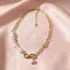 Colgante de Perla de Agua Dulce con Anillo Metálico, Collar Accesorio para el Cuello con Perlas de Agua Dulce Empalmadas, Cadena Minimalista de Lujo Ligero para Clavícula para Mujer